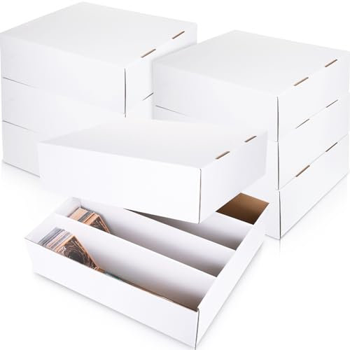 Yexiya 6 Pcs 3200 Count Sports Card Storage Boxes White Trading Card Box Collectible Trading for Soccer Baseball Game
