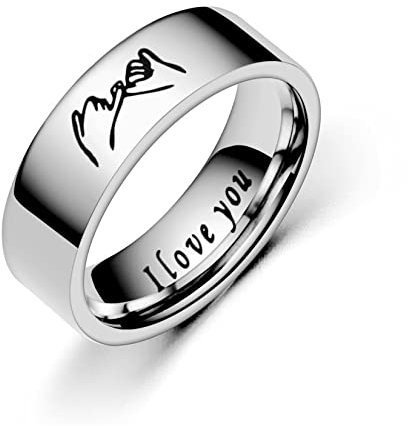 Yifnny Paar Ringe, 2 Stück Pinky Versprechen Ring für Paare I LOVE YOU Passender Freundschaftsringe Verlobungsring Eheringe Ringe für Herren Damen (Pinky Versprechen Ring Damen Größe 6)