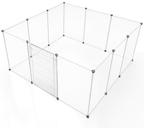 BRIAN & DANY Kleintiergehege, Laufstall Kleintiere Gehege für Kleintiere, Freigehege für Kaninchen, Welpe, Meerschweinchen - 12 Platten 203 x 101 x 71 cm