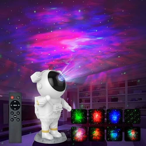 NinTaBro Star Projector, Astronaut Space Warrior Galaxy Night Light, Starry Nebula Ceiling Projection Lamp with Timer, Remote Control,Bedroom Decor Aesthetics