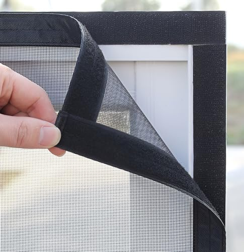 Zanzariera Porta Finestra in Acciaio Inox, Rete Protezione Gatti Balcone Resistente e Robusto, Rete per Zanzariere Trasparente Rimovibile (Color : Gray Mesh Black Frame, Size : 70x185cm)