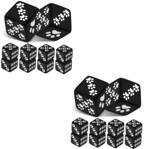 Alasum 20stücke Teiliges Aus Cartoon-würfeln Mit Pfotenmuster Aus Schwarzem Resin Für Brettspiele Lehrmittel Und Partys Leicht Und Tragbar