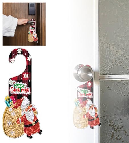 Weihnachtsfrühstücksdekorationen verbreiten Freude und Freude mit unserem festlich gestalteten Weihnachtstürgriff-Ornament, Glitzer-Schnur (C-D, 20 cm)