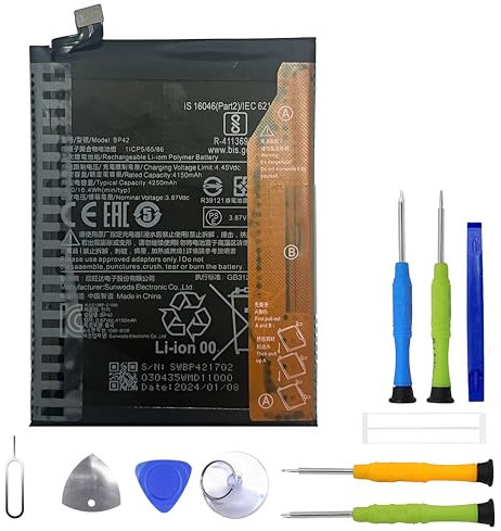 ERYNK Xiao mi Mi 11 Lite 4G 5G Batterie de rechange, BP42, pour Xiao mi Mi 11 Lite 4G 5G M2101K9AG, M2101K9AG, M2101K9G, M2101K9C, M2101K9R avec kit d'outils
