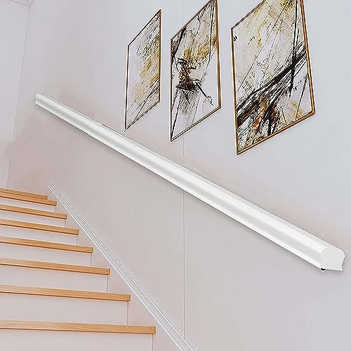 Corrimano in legno massello, bianco, anziani, bambini, ringhiera di sicurezza loft per corridoio, ringhiera, montaggio a parete, corrimano in legno antiscivolo per gradini interni (150 cm)