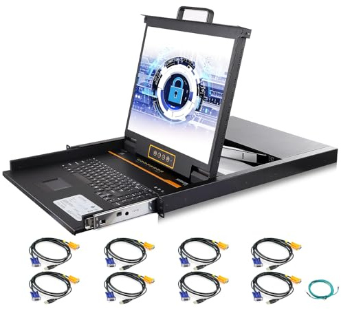 Consola KVM de montaje en rack de 1U, interruptor KVM VGA de 8 puertos