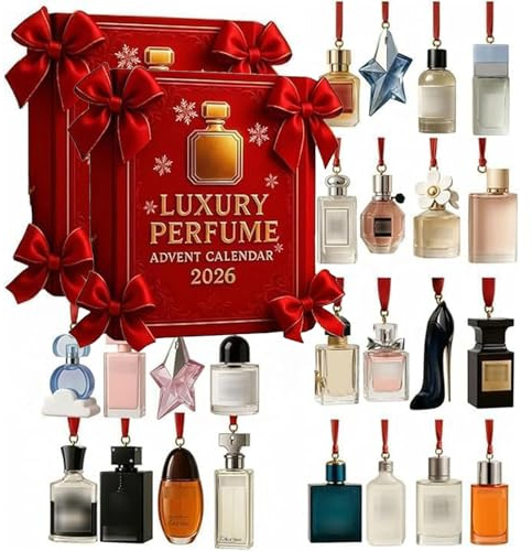 Luxus Parfüm Adventskalender 2026, 24 Tage Parfüm Display Geschenkset, 24 Tage Designer Düfte für Frauen & Männer - Premium Holiday Countdown Geschenke Set (2 Stück-Red)