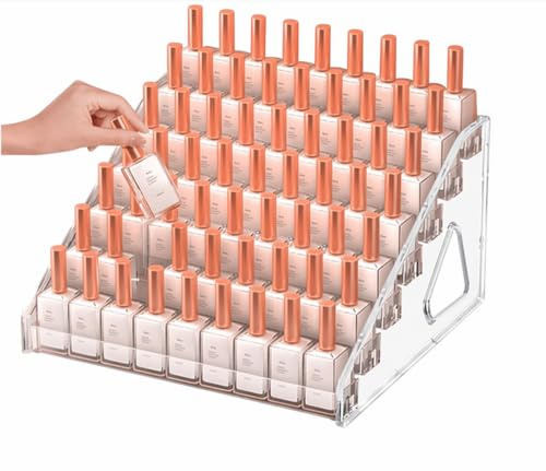 Gykutix 7 Livelli Porta Smalti Organizer Acrilico Porta Rossetti Organizer Trasparente Espositore Smalti Supporto per Smalto per Unghie Scaffale per Smalti Contiene Circa 70 Bottiglie per Rossetto
