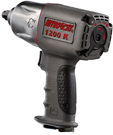 NITRO CAT 1200-K 1/2-Inch Kevlar Composite Air Impact Wrench With Twin Clutch Mechanism, grey and silver, full size