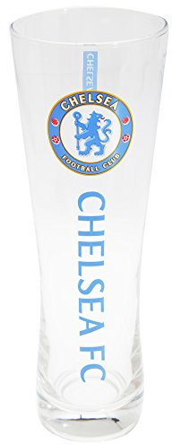 Chelsea FC Official Wordmark Football Crest Peroni Pint Glass (One Size) (Clear/Blue)