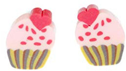 Miniblings Muffin Ohrstecker Stecker Ohrringe Törtchen Cupcake rosa Herz - Handmade Modeschmuck I Ohrringe Stecker Ohrschmuck