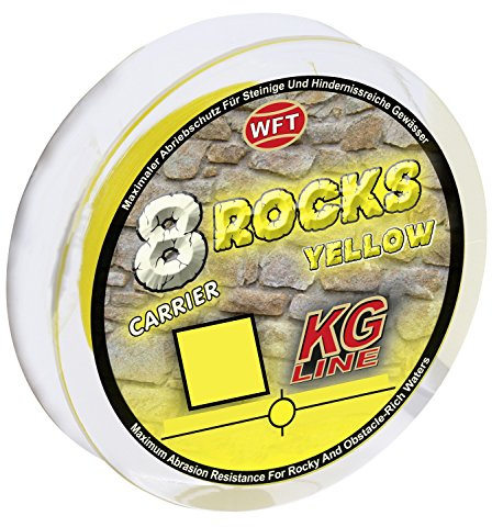 WFT 8 Rocks KG Line 150m 0,18mm 17kg, geflochtene Schnur, Meeresschnur, Angelschnur, Geflechtschnur, Farbe:Gelb