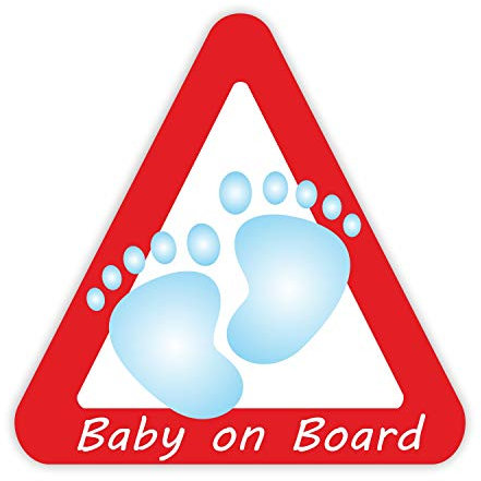 1 Auto-Aufkleber Baby on Board Junge I kfz025 I 10 x 10 cm I Sticker für Scheibe I Füße on Tour wetterfest dreieckig