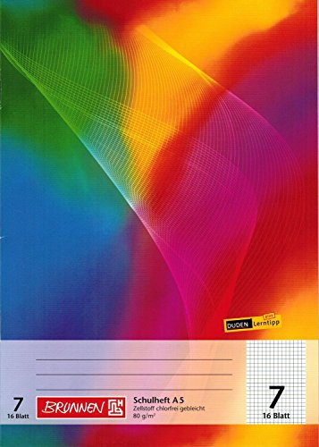 10er Sparpackung Schulheft / Rechenheft BRUNNEN 16 Blatt - Din A5 / Lineatur 7 (7 mm kariert) (10, DIN A5 Lin 7)