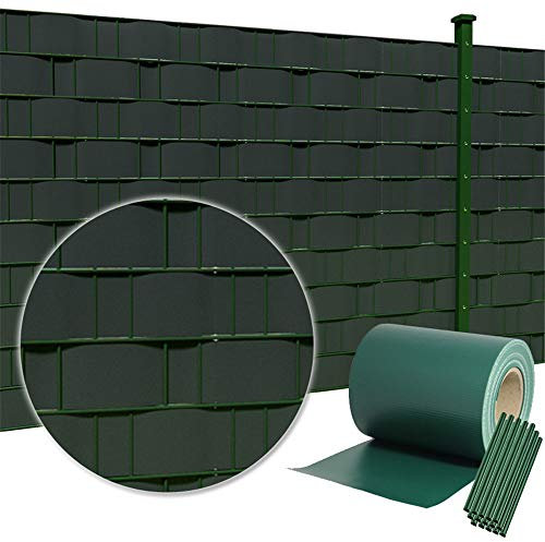 HENGMEI PVC Sichtschutzstreifen 65m x 19cm mit 30 Stücke Befestigungsclipse Sichtschutzfolie Windschutz Stabmattenzaun Gartenzaun Blickdicht für Zaun, Gartenzaun (65m x 19cm, Grün)