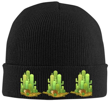 JCAKES Kaktus Strickmütze Beanie Mütze Herren Wintermützen für Männer Herren Beanie Mütze Beanie Hüte für Frauen Wintermützen für Damen Damen Hüte & Mützen Damen Wintermützen, Schwarz , One size