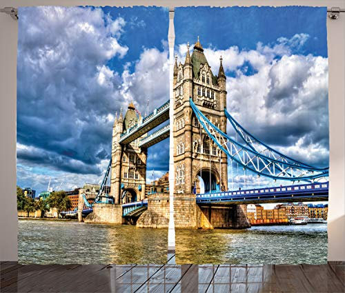 ABAKUHAUS London Rustikaler Gardine, Britisches Britisches Erbe, Schlafzimmer Kräuselband Vorhang mit Schlaufen und Haken, 280 x 175 cm, Mehrfarbig