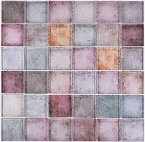 Mosaik Fliese Glas rotbraun multicolor mix für WAND BAD WC DUSCHE KÜCHE FLIESENSPIEGEL THEKENVERKLEIDUNG BADEWANNENVERKLEIDUNG