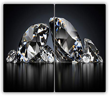 Chopping Board for Kitchen 2x30x52 cm Smooth Surface Polished Edges Stain and Heat Resistance Printed Food Contact Easy to Clean Grip Feet Bacteria-Resistant Rectangular Glass - Diamonds