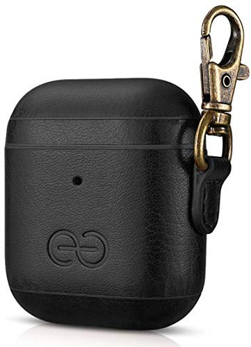 Dreem Om AirPods 1 & 2 Funda de Cuero Vegano con Clip - Compatible con Auriculares inalámbricos Bluetooth de Apple para iPhone - Negro