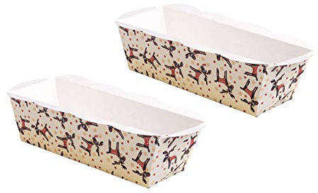 Demmler 2er Set XL Backform mit Elchmotiven – 2x3 Stück (6 Stück)- stabile Einweg-Backformen aus hochwertigem Ofenkarton – Maße: 15,55x5,5x5,5cm - Made in Germany