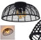 Deckenleuchte Mongolei, runde Vintage Deckenleuchte aus Rattan/Kunststoff in Schwarz, 3-flammig, Schirm Ø 57 cm, 3 x E27, Leuchte im Retro Design, ohne Leuchtmittel