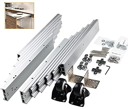 Full Extension Table Slide, Aluminum Telescopic Cabinet Table Guide Rail Hinge Home Hardware Accessories for Concealed Table Desk Kitchen Countertop,1270mm
