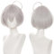 Liamiona Cosplay Perücke Natürliches Grau Kurzes Hitzebeständiges Haar Anime Perücke für Halloween Party + Perückenkappe