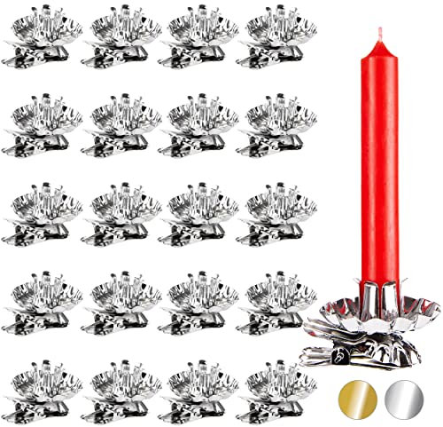 BRUBAKER 40er Pack Baumkerzenhalter für Weihnachtsbaum - Vintage Kerzenhalter Silber - Traditionelle Kerzenzwicker mit Clip