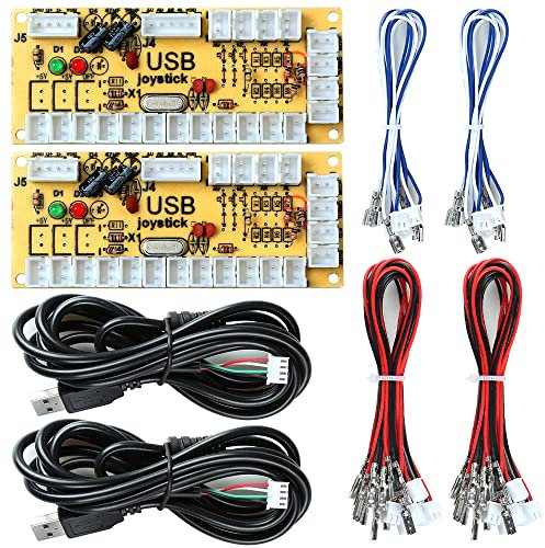 owootecc Zero Delay USB Encoder Arcade Game DIY Parts Kit for PC, Raspberry Pi 4/3 / 2/1 Model B with RetroPie,Arcade MAME JAMMA Game Project(2Pack)