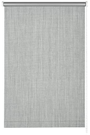Gardinia Seitenzug-Rollo für Fenster, Mit Thermo-Rückseite, Hitzeschutz, Montage ohne Bohren, Energie sparen, Blickdicht, Lichtundurchlässig, Verdunkelung, Grau, 102 x 180 cm