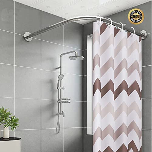 SJASD Duschstange L Form Teleskop Ecke Duschvorhang Stangen,Edelstahl Verstellbar Eckdusche Gebogen Duschstange Winkel-Duschenstange für Bad Bekleidungsgeschäft,Ankleidezimm