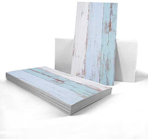 Alwayspon Vinyl-Bodenfliesen-Aufkleber, rutschfeste selbstklebende Rückseite,Fliesenaufkleber für Küche, Badezimmer, selbstklebend, abziehen und aufkleben, PVC DIY,blau und türkis,30x15cmx24pcs