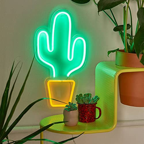 HEVMEVENI Segni Neon a Forma di Cactus a LED per Bambini Forniture per Feste Decorazioni da tavola per Bambini Regali Art Decorazioni del dormitorio,Cactus