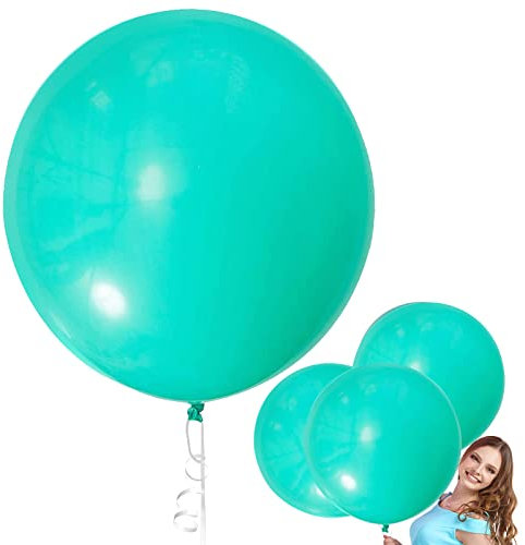 90cm Groß Ballon Türkis, 6 Stück Riese Latex Ballon, Grosse Luftballons, XXL Riesen Luftballon, Riesige Runder Luftballons, Jumbo Dicke Latex Ballon für Hochzeit Geburtstag Taufe Karnevals Deko