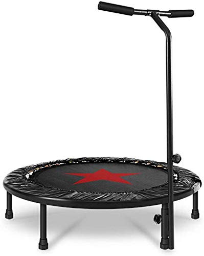 Outdoor Indoor Trampoline Schwarz Mini-Übung für Erwachsene – Fitness-Rebounder mit Verstellbarer Griffstange – Federabdeckung und faltbares Design – Max. Belastung 400 lbs