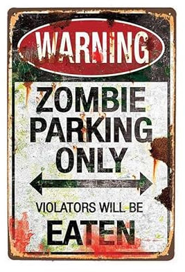 ABCDEFG Cartel de metal con diseño de zombies de la zona de peligro, placa de pared vintage para el hogar, cocina, pub, decoración de hierro retro, cafetería, bar, cerveza, 20 x 30 cm