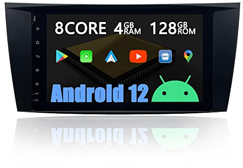 AUXOAUDIOTEK Android 12 Autoradio Sat NAV Car Stereo DAB CarPlay für Mercedes Benz E-Klasse W211 W219 CLS G-Klasse, Android Auto Radio 8 Touch Screen, Octa Core 4G+128G,DSP/BT/WiFi/Fastboot/SWC