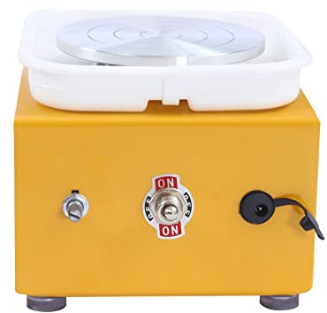 ROMYIX Mini-Keramikradmaschine, Elektrische Töpferscheibe Keramik Rad Maschine Drehscheibe 2000RPM Mit abnehmbarem ABS-Becken, 10cm Keramikteller für Keramikarbeiten Keramik Clay Art Craft