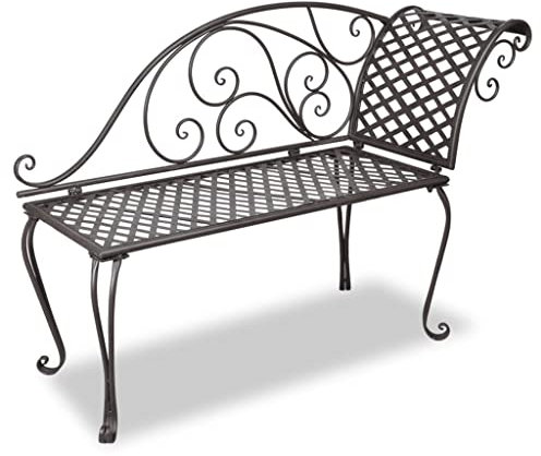 KRHINO Sitzbank Modern Parkbank, Garten-Chaiselongue 128 cm Stahl Antik Braun Blumenbank Sitzbank Garten Balkon Balkonbank Braun