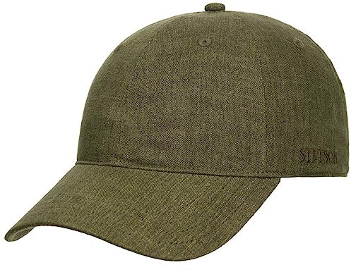 Stetson Sydell Leinen Baseballcap Damen/Herren - Basecap aus Leinen - Leinencap gefüttert - Sommercap größenverstellbar - Cap mit UV-Schutz 40 - Frühling/Sommer Oliv XL (60-61 cm)