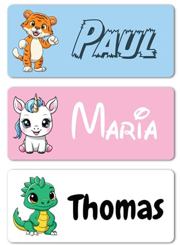 70 Étiquettes Autocollantes Personnalisées - Nom, Couleurs et Icônes au Choix - Parfaites pour Identifier Fournitures Scolaires, Bouteilles, Vêtements et Objets Personnels