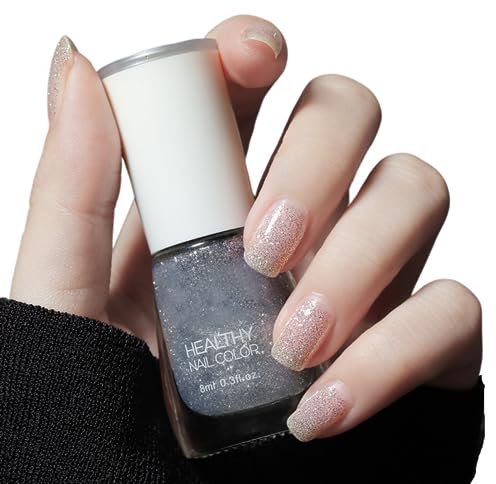 TBeautfave Silver Nail Polish, Glitter Nail Polish Quick Dry Nail Polish Peel off Nail Polish Long Lasting Nail Polish Natural Healthy Water Based Formula Non-toxic Nail Varnish, 33ShinySilver