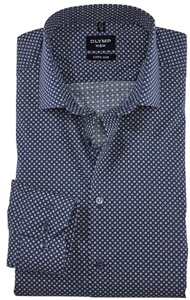 OLYMP Herren Businesshemd Langarm No.Six,Rotationsdruck,super Slim,Modern Kent,Marine 18,42