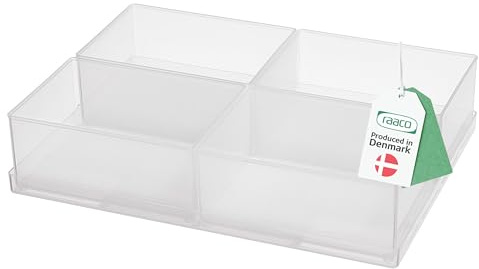Raaco Einsatzkasten 55 4xA7-1, 4 Einsätze, Transparenter Sortierkasten | Tablett mit 4 Einsätzen, Transparenter Sortierkasten für Kleinteile, Sortierboxen, Schubladen & Kleinteileaufbewahrung, Modul