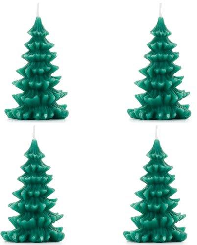 4 Stück Kerzen Weihnachtsbaum in Grün 10cm