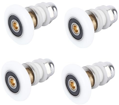 UKCOCO 4 Stück Duschtürrollen Aus Kupfer 28mm Laufrad Federbelastete Gleitschiene Für Glasduschtüren Leise Und Tragfähig Für Selbstgemacht Badezimmer Ersatzteile