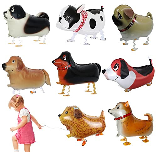 XZEIT 8 Stücke Walking Tier Folienballons, Walking Animal Hund Ballons, Haustier Hund Tier Walking Luftballons, Aluminiumfolie Ballon Air Walkers Ballons für Geburtstags Party Dekoration Spielz