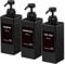 3 Pcs Dispensador de Botellas de Recargable, 500ml Dispensador Gel y Champu Ducha Contenedor de Loción con 16 Etiqueta Impermeable, para Baño, Viajes, Hoteles-Negro