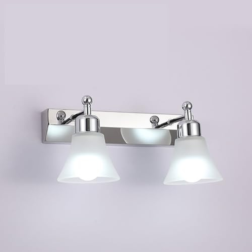 Wandleuchte für Badezimmerspiegel, modern, schwenkbar, Industrial Silber, Vintage, Badezimmerleuchten auf dem Spiegel mit Milchglasschirm für Flur, B
